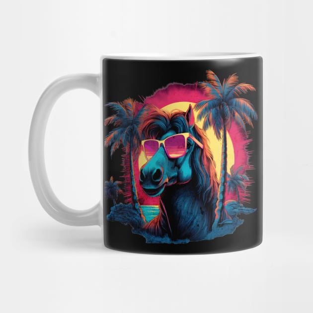 Retro Wave Shetland Pony Horse Miami by Miami Neon Designs